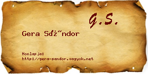 Gera Sándor névjegykártya